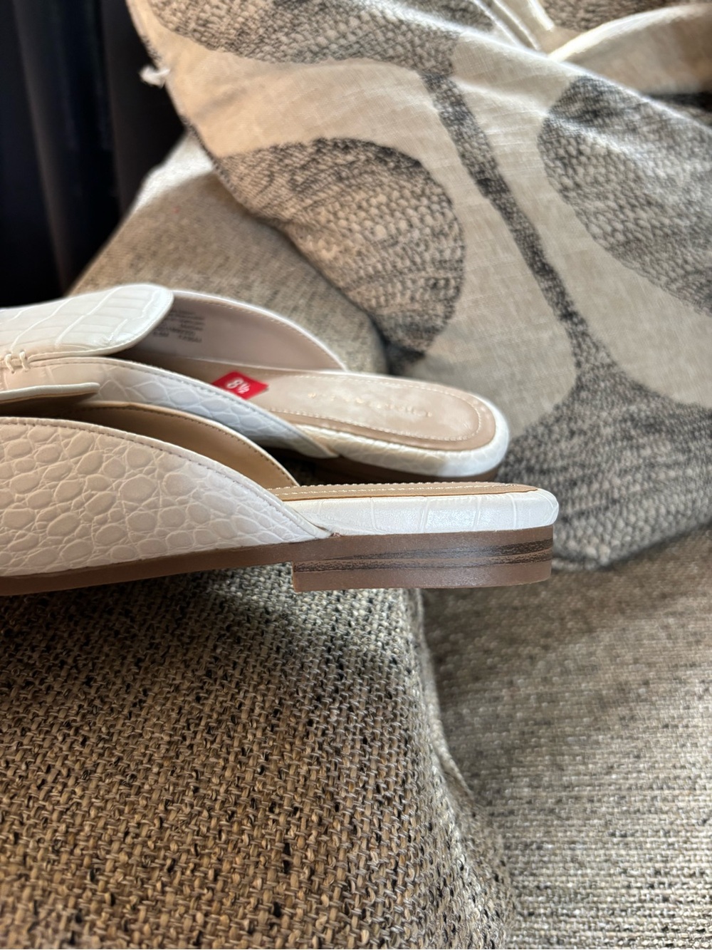 Charter Club Cream Croc-Textured Slip-On Mule Loafers - Picture 4 of 8